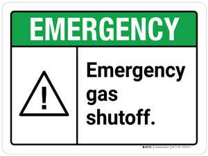 Emergency: Emergency Gas Shutoff ANSI Landscape - Wall Sign
