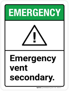 Emergency: Emergency Vent Secondary ANSI Portrait - Wall Sign