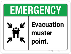 Emergency: Evacuation Muster Point ANSI Landscape - Wall Sign