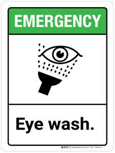 Emergency: Eye Wash ANSI Portrait - Wall Sign