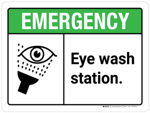 Emergency: Eye Wash Station ANSI Landscape - Wall Sign