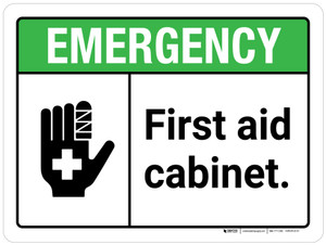 Emergency: First Aid Cabinet ANSI Landscape - Wall Sign