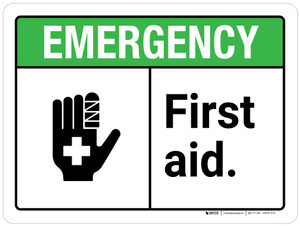Emergency: First Aid ANSI Landscape - Wall Sign