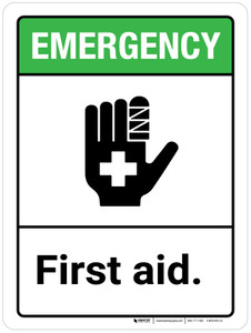 Emergency: First Aid ANSI Portrait - Wall Sign