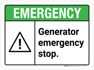 Emergency: Generator Emergency Stop ANSI Landscape - Wall Sign
