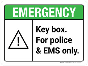 Emergency: Key Box For Police & EMS Only ANSI Landscape - Wall Sign