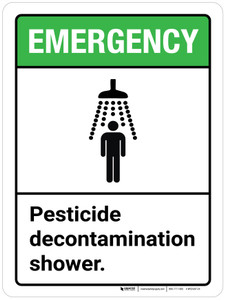 Emergency: Pesticide Decontamination Shower ANSI Portrait - Wall Sign Emergency: Pesticide Decontamination Shower ANSI Portrait - Wall Sign