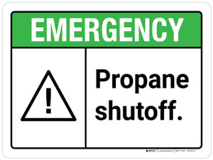 Emergency: Propane Shutoff ANSI Landscape - Wall Sign Emergency: Propane Shutoff ANSI Landscape - Wall Sign