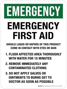 Emergency: Emergency First Aid Station (Liquid and Vapors) Portrait - Wall Sign