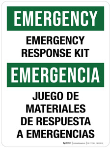 Emergency: Emergency Response Kit Bilingual Portrait - Wall Sign