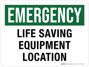Emergency: Life Saving Equipment Location Landscape - Wall Sign