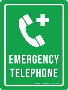 Emergency Telephone Portrait - Wall Sign