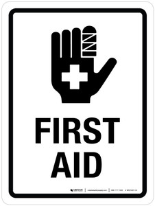 First Aid with Hand Icon Portrait - Wall Sign