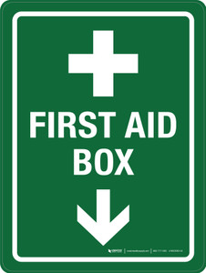 First Aid Box with Arrow Portrait - Wall Sign