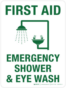 First Aid Emergency Shower & Eye Wash Portrait - Wall Sign