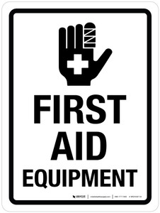 First Aid Equipment with Icon Portrait - Wall Sign