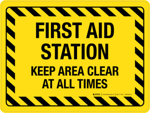 First Aid Station - Keep Area Clear At All Times Landscape - Wall Sign
