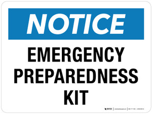 Notice: Emergency Preparedness Kit Landscape - Wall Sign