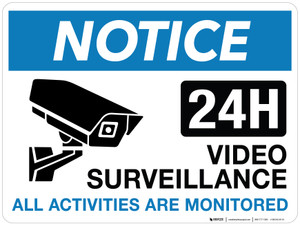 Notice: Video Surveillance 24H Blue - Wall Sign