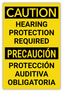 Caution: Hearing Protection Required Bilingual Spanish - Label