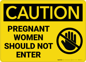Caution: Pregnant Women Should Not Enter with Graphic - Wall Sign