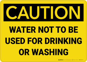 Caution: Water Not Used Drinking or Washing - Wall Sign