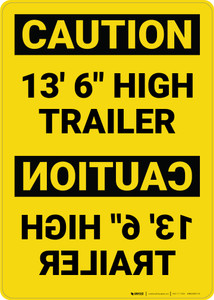 Caution: 13'6" High Trailer Mirrored - Wall Sign