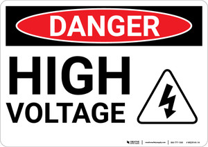 Danger: High Voltage With Hazard Icon - Wall Sign
