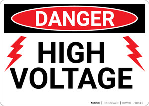 Danger: High Voltage With Lightning Bolts - Wall Sign