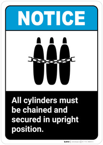 Notice: All Cylinders Be Chained Secured Upright Position - Wall Sign
