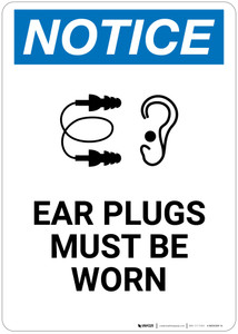 Notice: Ear Plugs Must Be Worn - Wall Sign