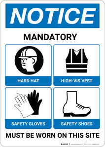 Notice: Required PPE Must Be Worn On Site - Wall Sign