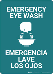 Emergency Eye Wash Bilingual Spanish - Wall Sign