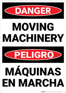 Warning: Hazard Moving Machinery Bilingual Spanish - Wall Sign