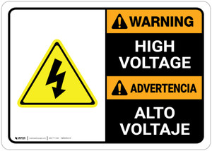Warning: High Voltage Bilingual Spanish - Wall Sign
