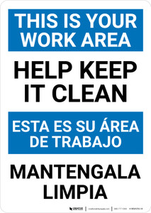 Housekeeping Clean Portrait No Bilingual Spanish - Wall Sign