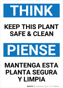 Think: Keep This Plant Safe And Clean Think Bilingual Spanish - Wall Sign