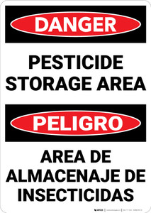 Danger: Pesticide Storage Area Bilingual Spanish - Wall Sign Danger: Pesticide Storage Area Bilingual Spanish - Wall Sign