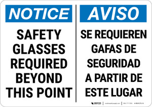 Notice: Ppe Safety Glasses Bilingual Spanish - Wall Sign
