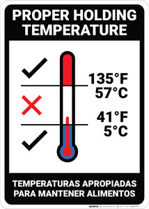Proper Holding Temperature Bilingual Spanish - Wall Sign