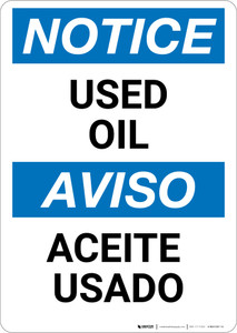Notice: Used Oil Bilingual Spanish - Wall Sign