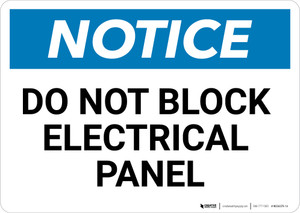 Notice: Do Not Block Electrical Panel - Wall Sign