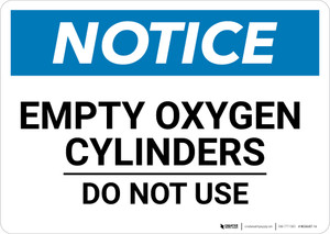 Notice: Empty Oxygen Cylinders - Wall Sign
