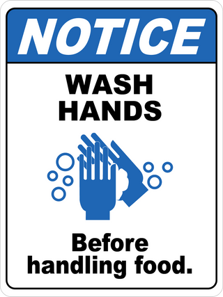 Notice - Wash Hands Before Handling Foods Floor Sign