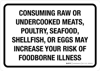 Consuming Raw Or Undercooked Meats May Increase Risk of Foodborne Illness Landscape - Wall Sign