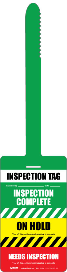 Inspection Tag: Complete/Hold/Needs Inspection - Self-Locking Tear-Off Tag