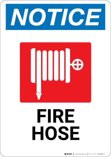 Notice: Fire Hose with Icon - Wall Sign