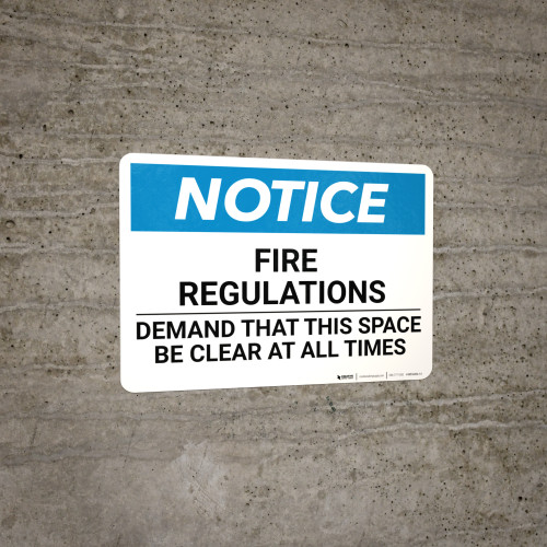 Notice Fire Regulations Wall Sign