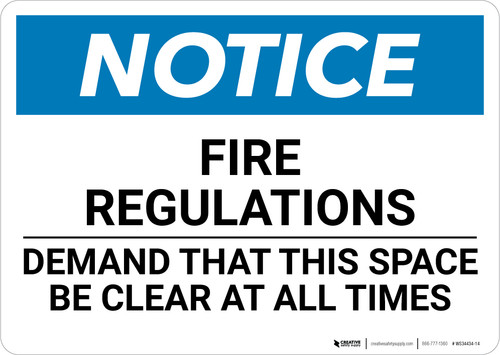 Notice: Fire Regulations - Wall Sign