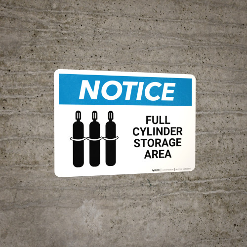 Notice: Store Full Gas Cylinders with Grahic - Portrait Wall Sign